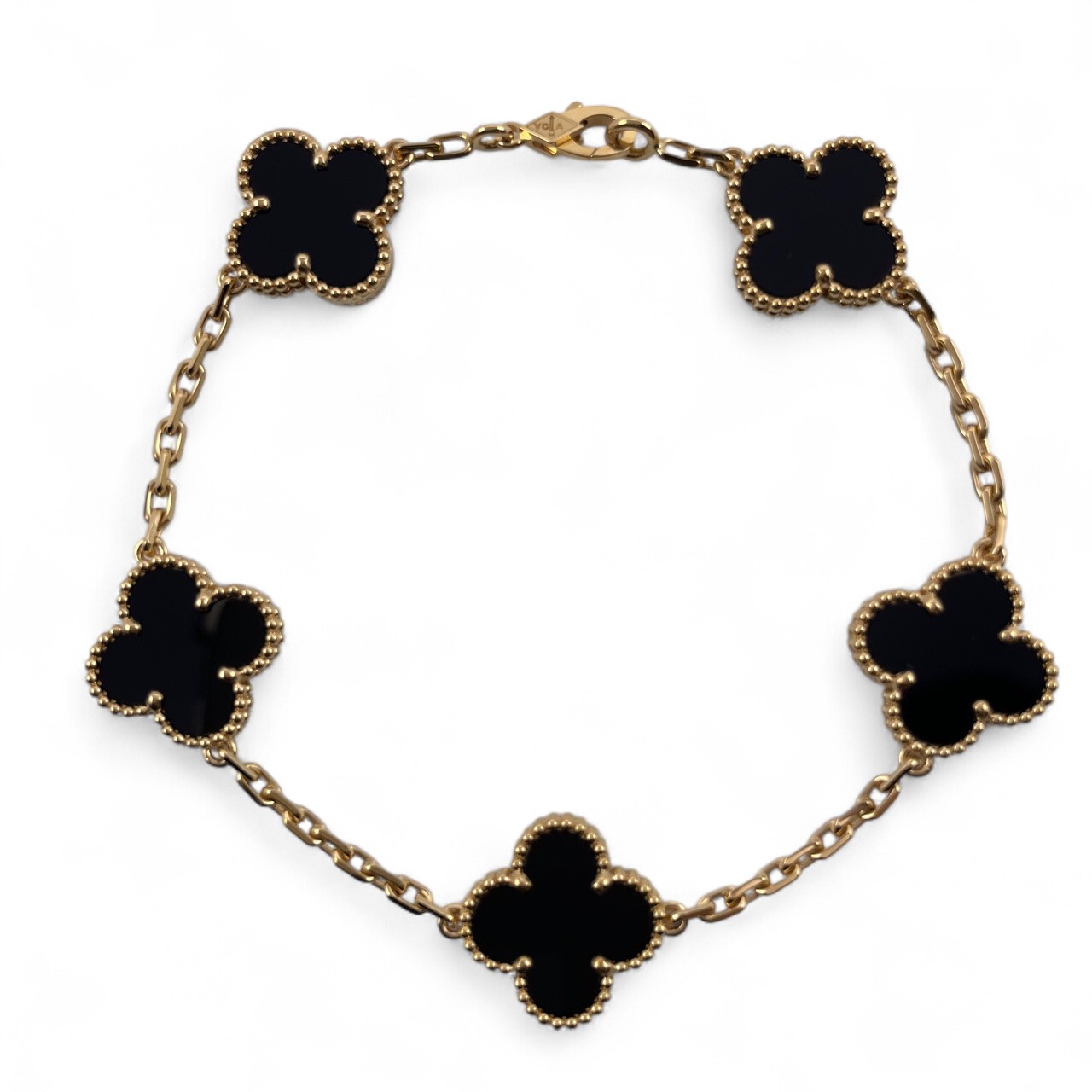 ヴァンクリーフ＆アーペル ヴィンテージアルハンブラ 5P ブレスレット VCARA41300 オニキス イエローゴールド