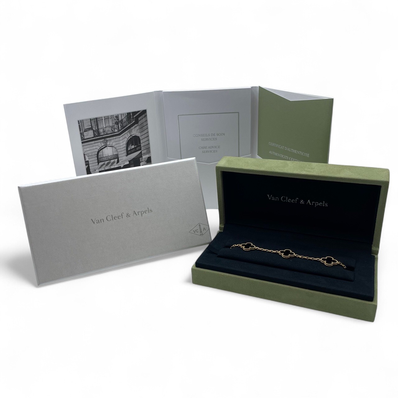 ヴァンクリーフ＆アーペル ヴィンテージアルハンブラ 5P ブレスレット VCARA41300 オニキス イエローゴールド