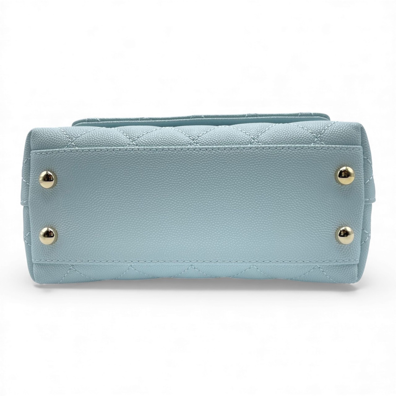 シャネル ココハンドル W19 ライトブルー キャビアスキン ゴールド金具