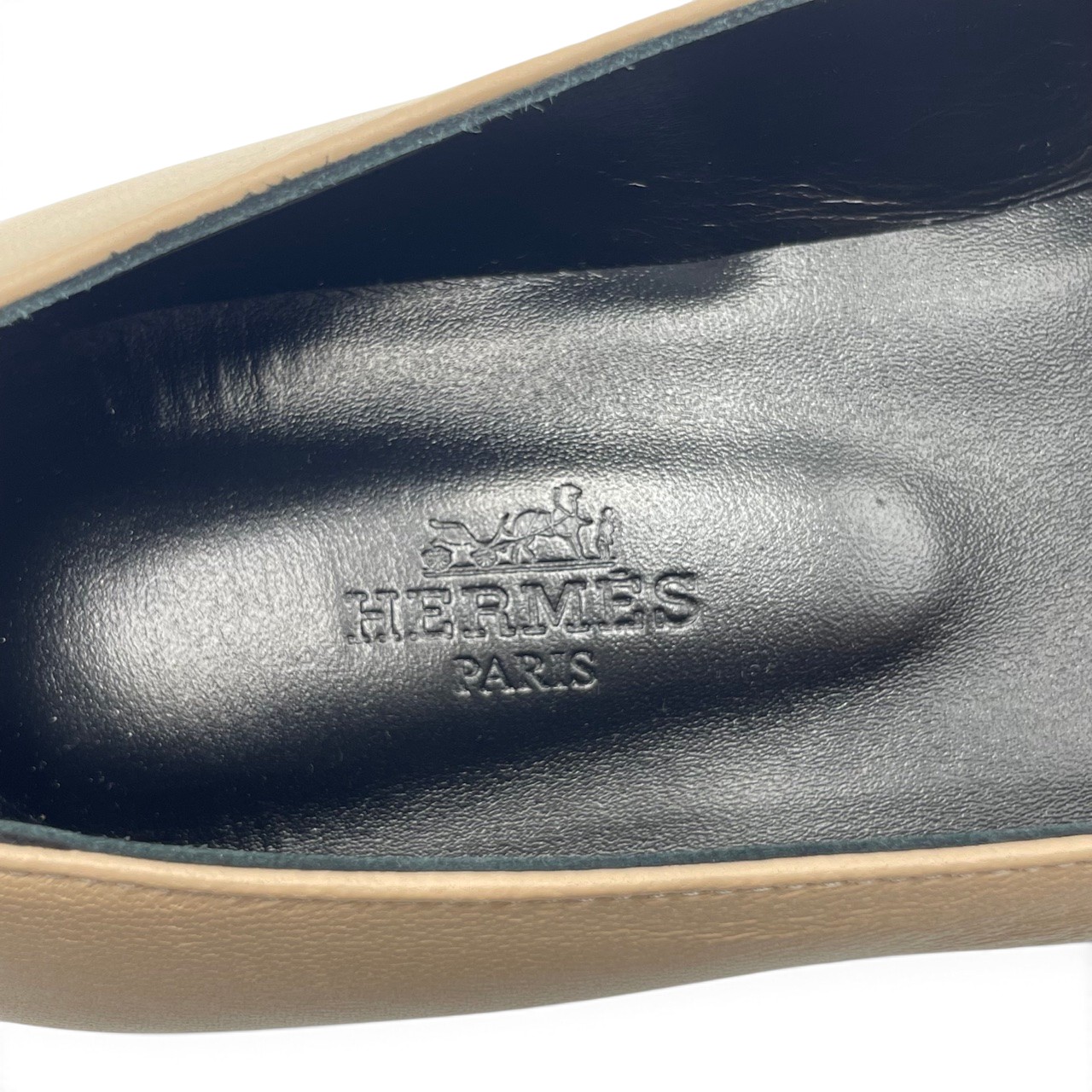 エルメス バレエシューズ ケリー 36 ベージュ系 レザー シルバー金具