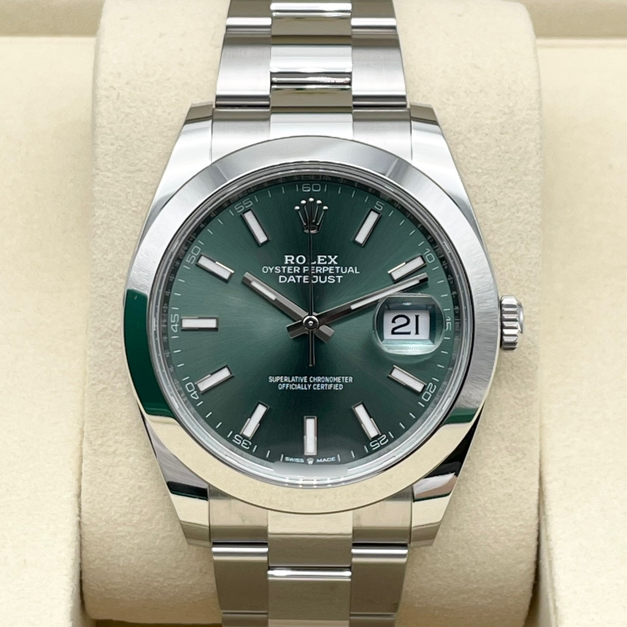 ロレックス デイトジャスト 126300 ミントグリーン オイスターブレスレット 41mm