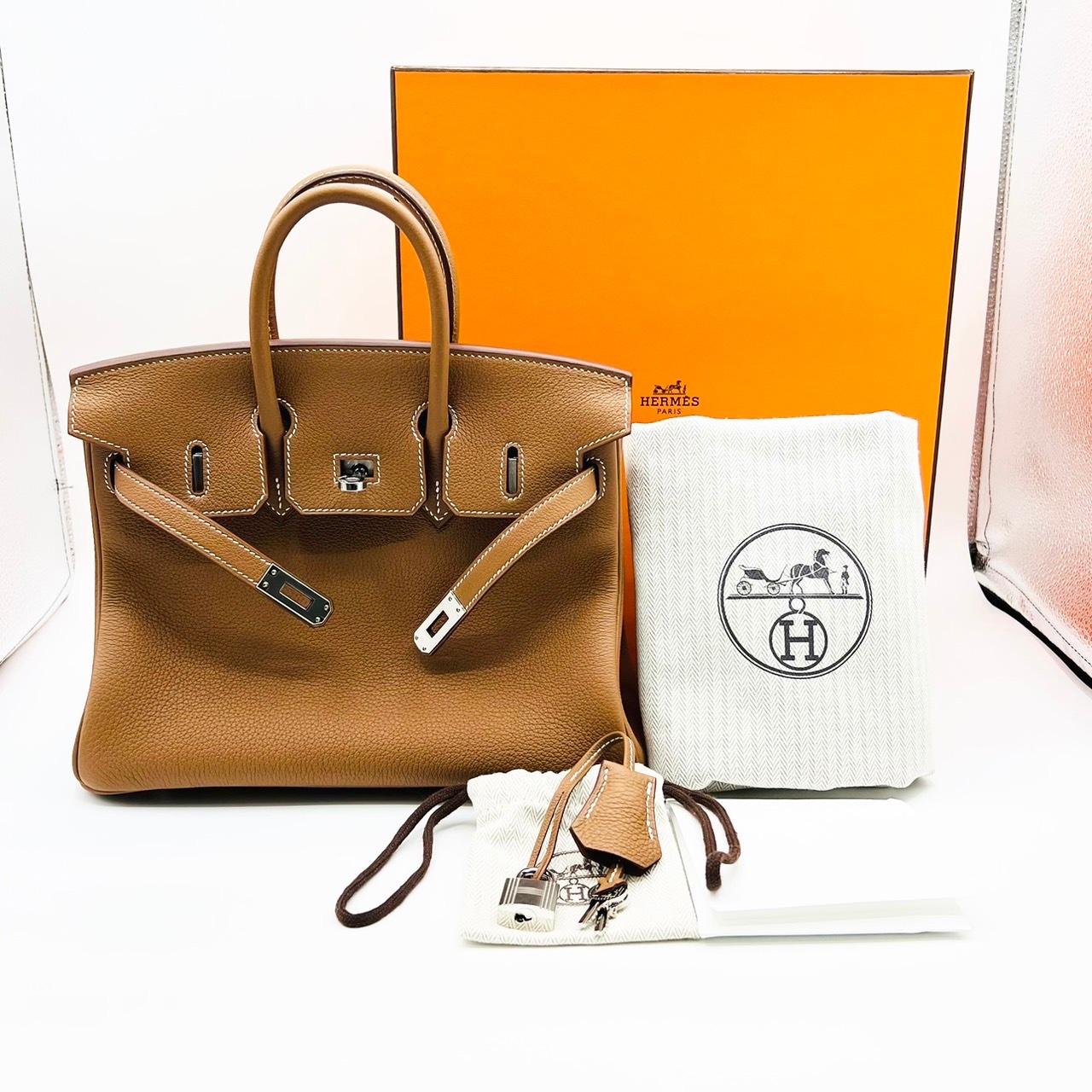 エルメス バーキン25 ゴールド トリヨンクレマンス シルバー金具 B刻印  