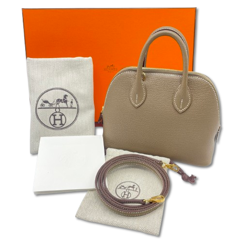 エルメス ボリード1923 ミニ エトゥープ シェーブル ゴールド金具 W刻印