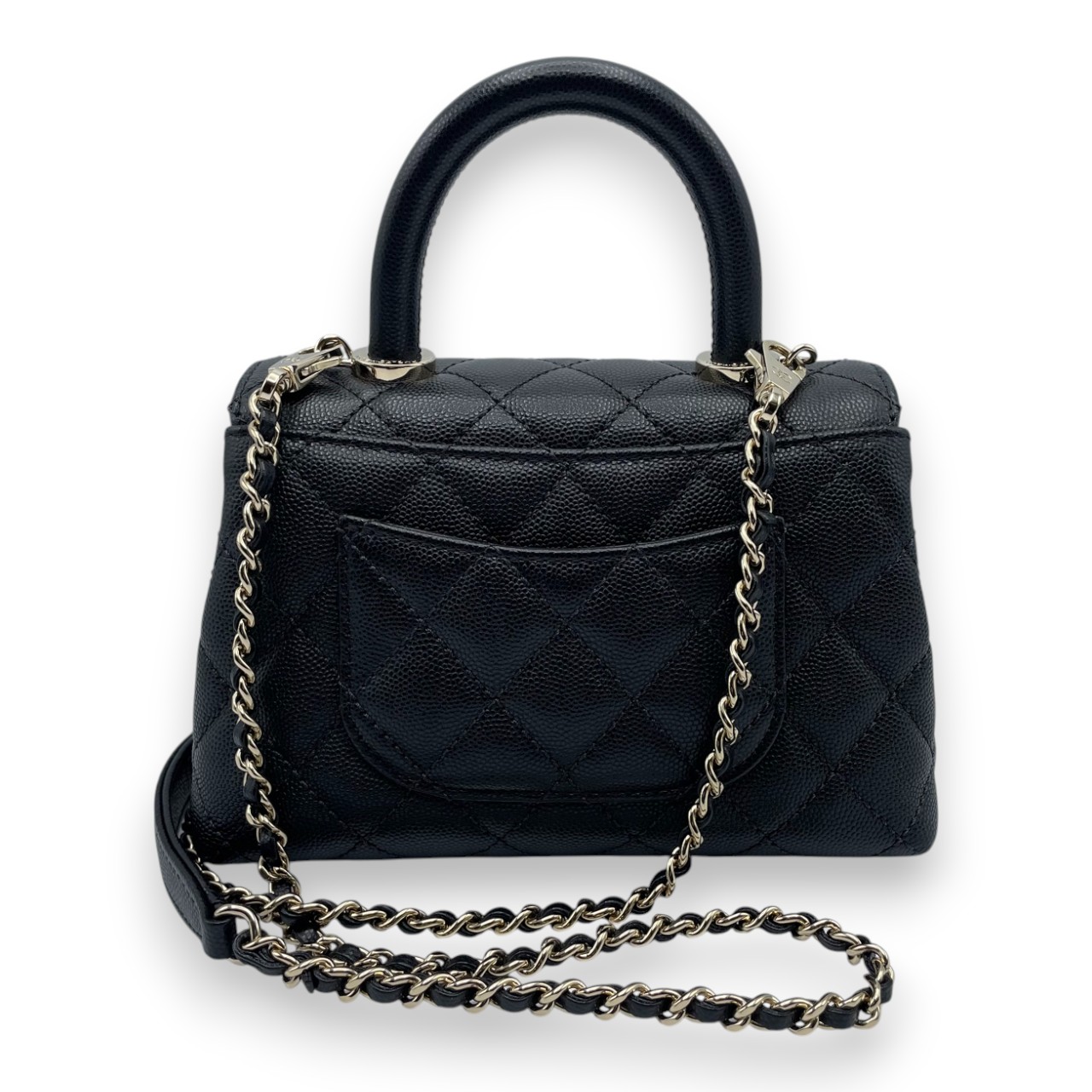 シャネル ココハンドル W19 ブラック キャビアスキン ゴールド金具