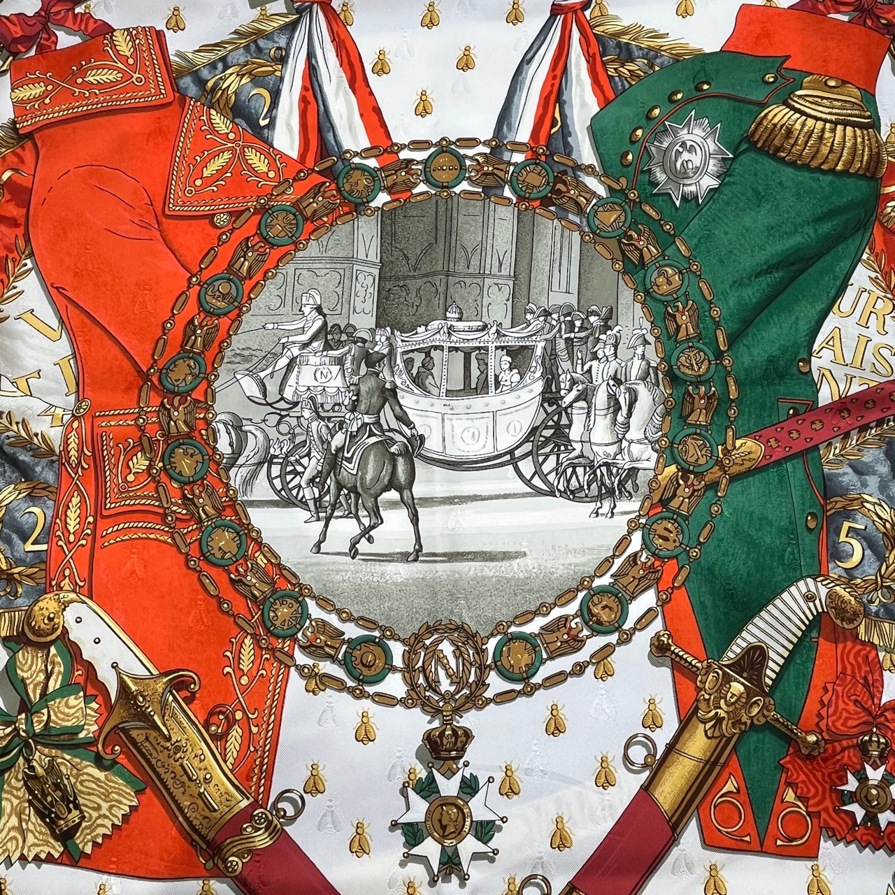 エルメス カレ 90 ナポレオン Napoleon ネイビー系/マルチカラー