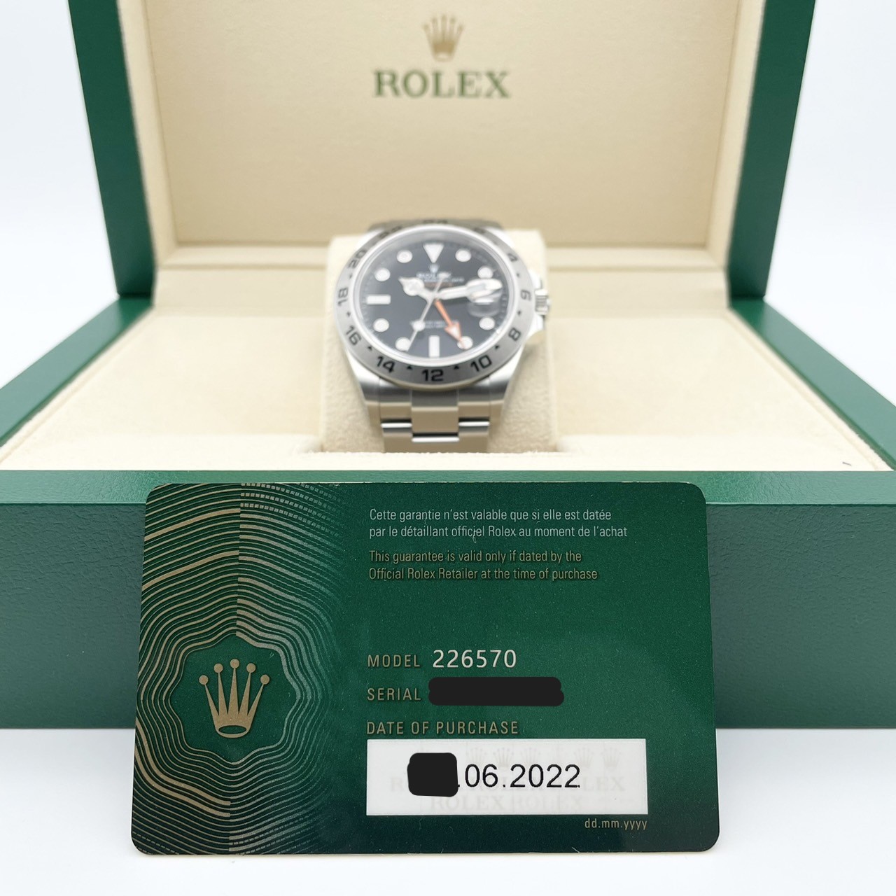 ロレックス エクスプローラーII 226570 オイスターブレスレット ブラック 42mm