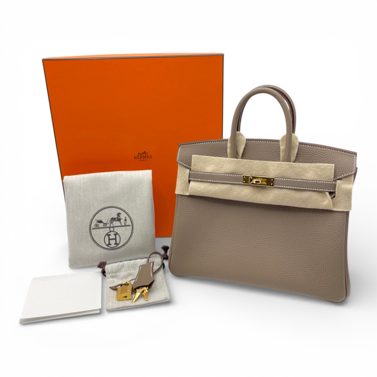 エルメス バーキン 25 エトゥープ トゴ ゴールド金具 K刻印