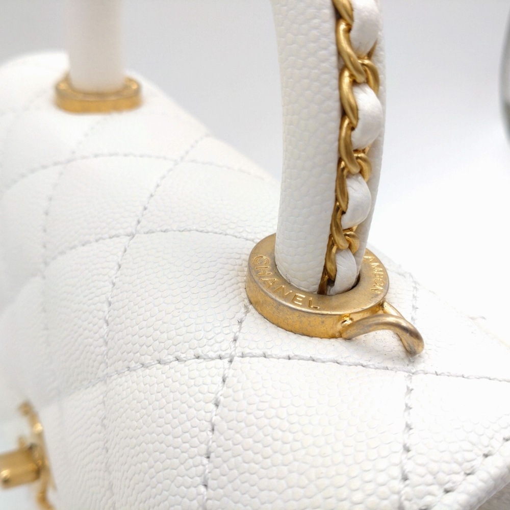 【無垢な存在感】CHANEL トップハンドルフラップ ホワイト シャネル ハンドバッグ レディース トップハンドルフラップ