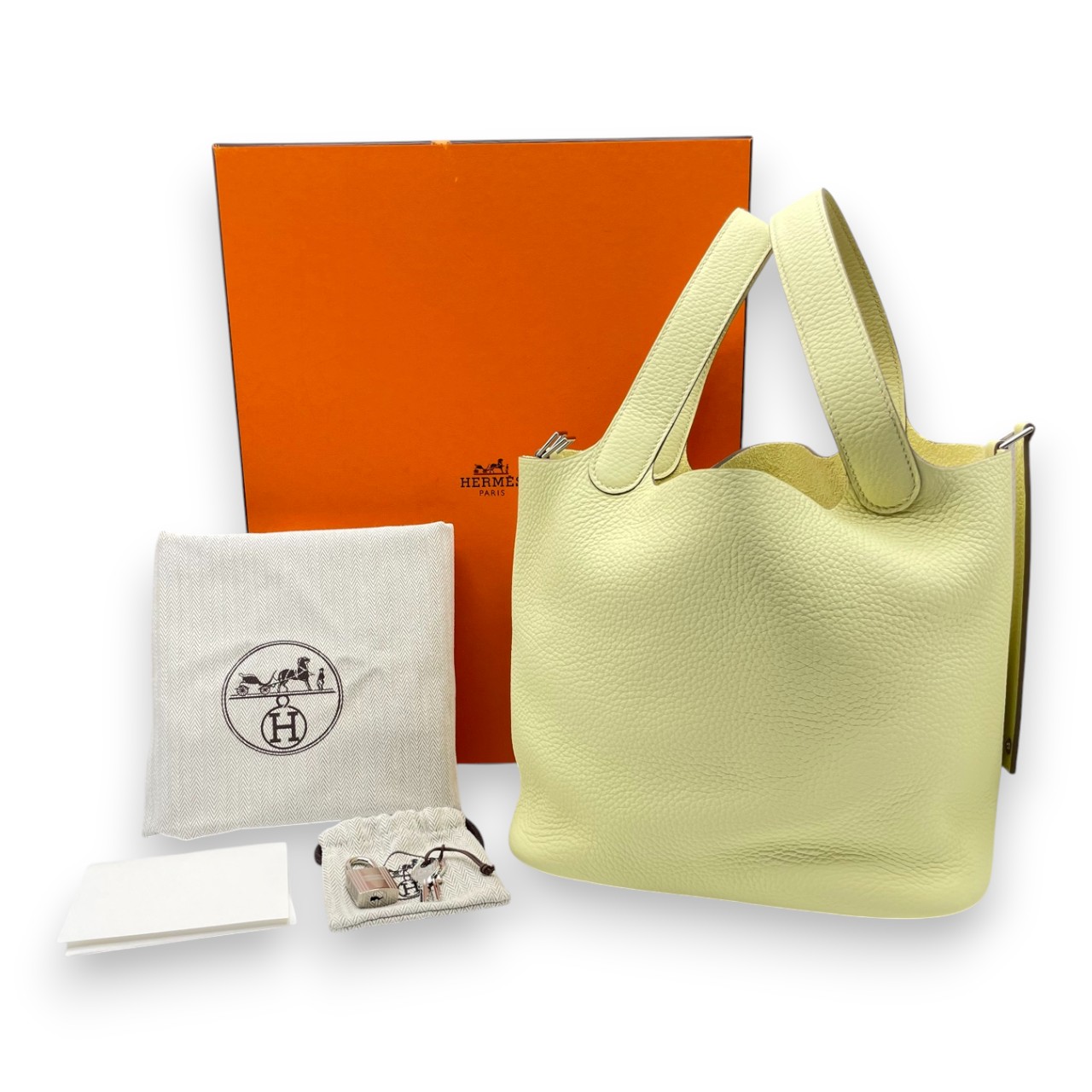 エルメス ピコタンロック MM ジョーヌミルトン トリヨンクレマンス シルバー金具 K刻印