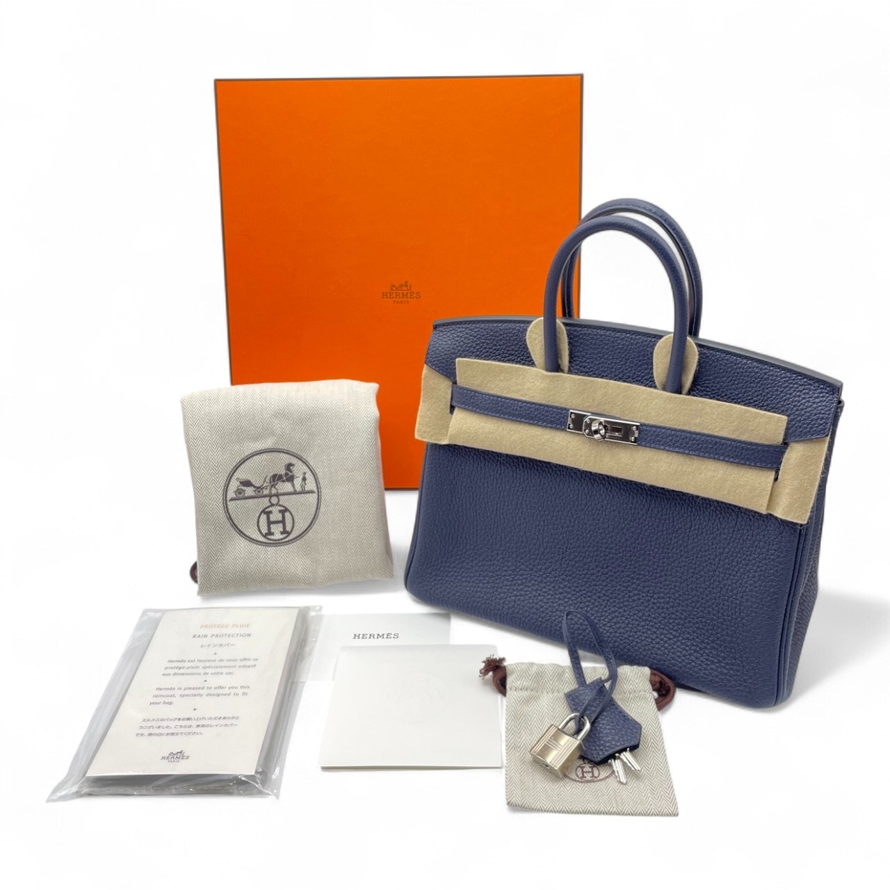 エルメス バーキン 25 ブルーニュイ トゴ シルバー金具 Z刻印