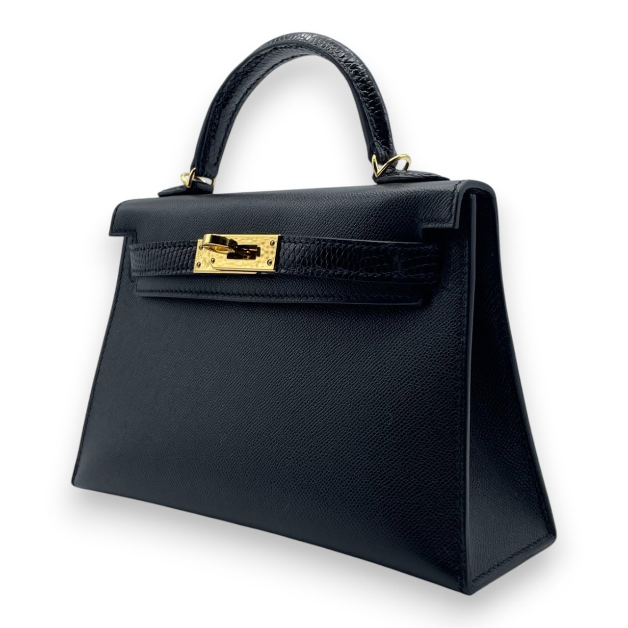 エルメス ミニケリー タッチ ノワール エプソン/リザード ゴールド金具
