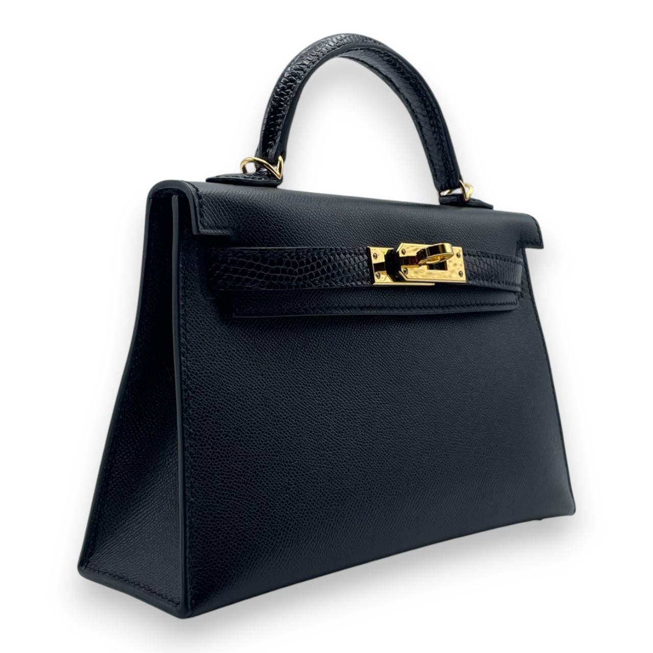 エルメス ミニケリー タッチ ノワール エプソン/リザード ゴールド金具 W刻印