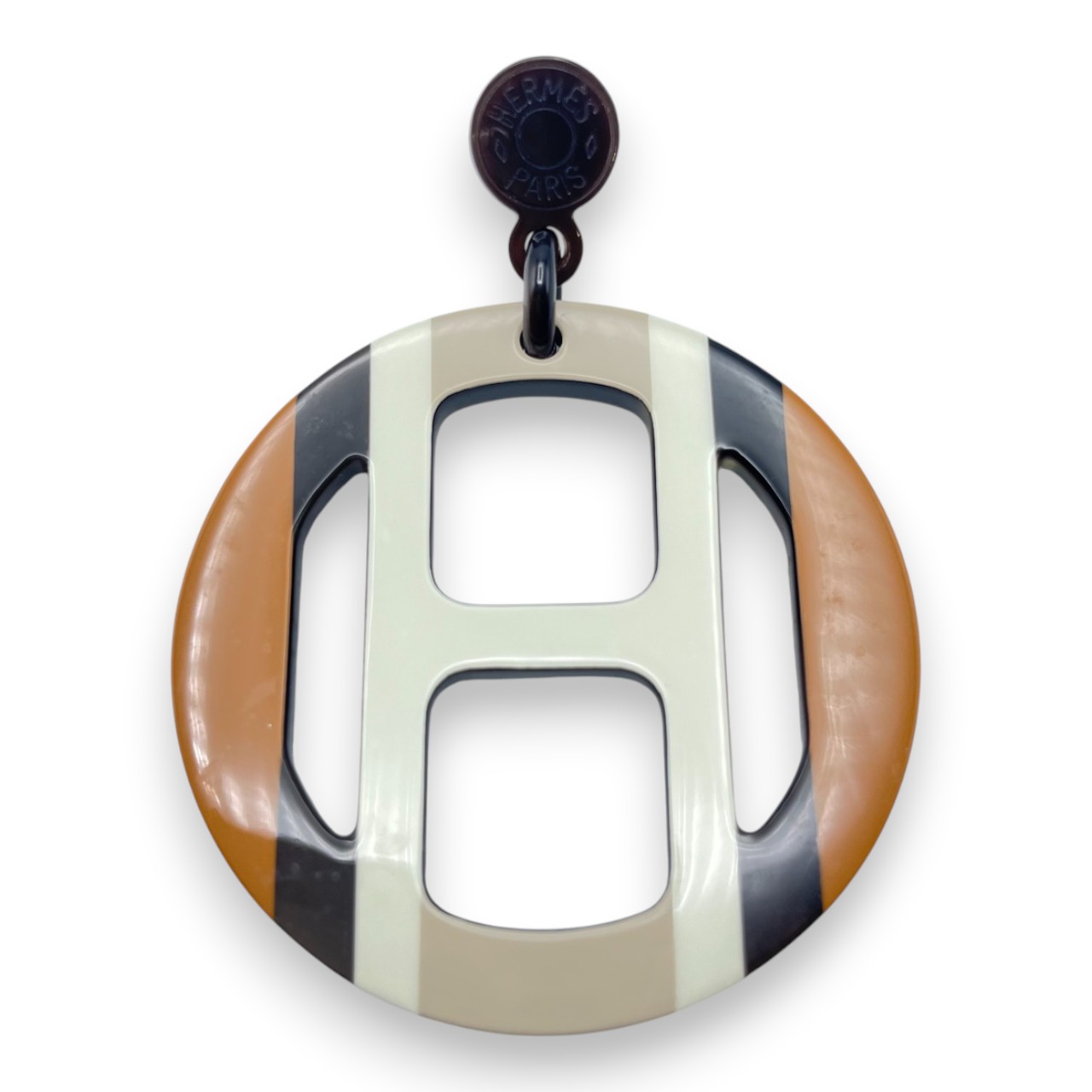 エルメス Hエキップ ピアス サーブル バッファローホーン - ブランド品