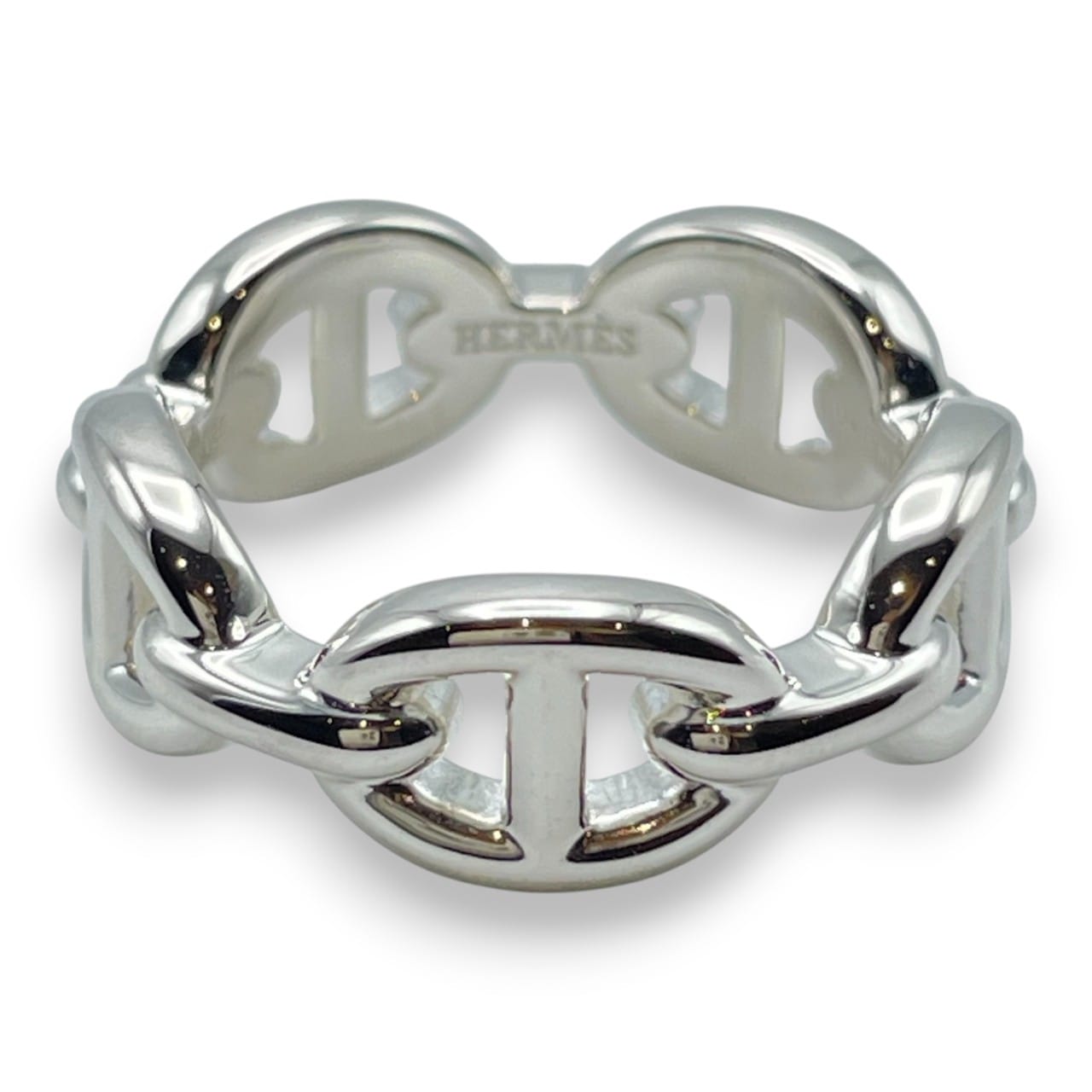 美品HERMESエルメス シルバーリングアンシェネPMサイズ51（11号）指輪 HERMES エルメス リング アンシェネ PM Enchainee Ring