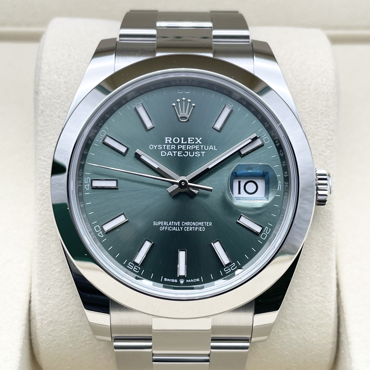 ロレックス デイトジャスト 126300 ミントグリーン オイスターブレスレット 41mm