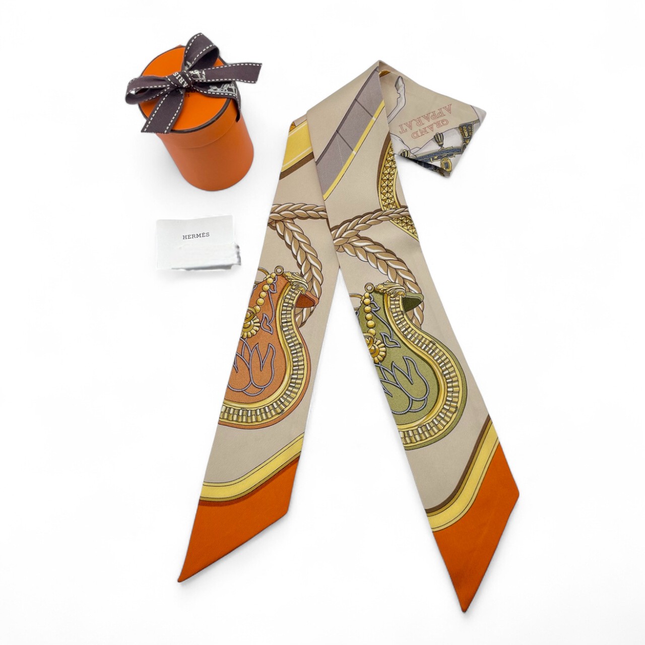 エルメス ツイリー GRAND APPARAT グラン・アパラ 盛装の馬 オレンジ