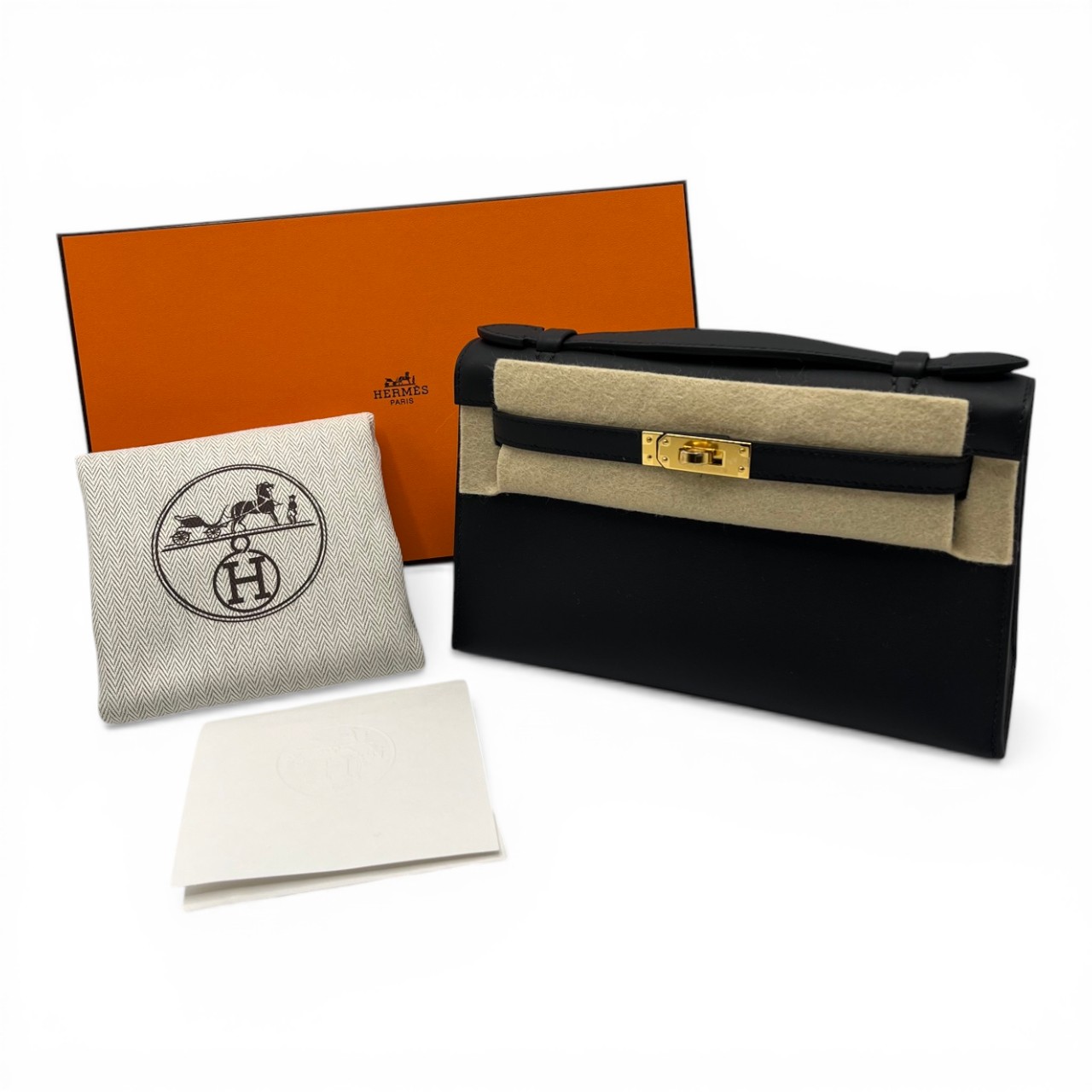 エルメス ポシェットケリー 22 ノワール スイフト ゴールド金具 K刻印