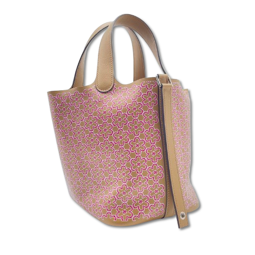 エルメス ピコタンロック ラッキーデイジー PM ローズ/ブラウン スイフト シルバー金具 U刻印