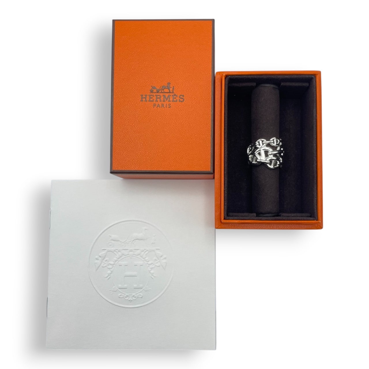 【お値下げ中】HERMES シルバー アンシェネリング GM 52 エルメス シェーヌ・ダンクル アンシェネ リング GM 52 シルバー