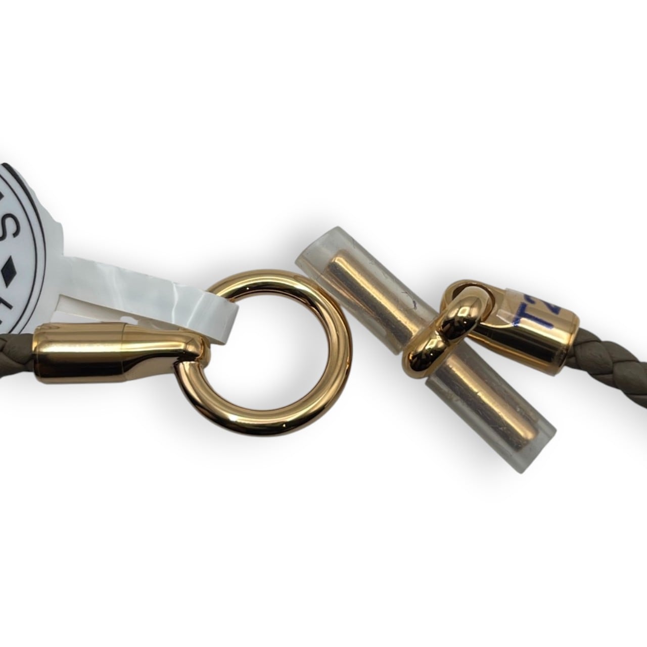 エルメス レザーブレスレット グレナン ドゥブルトゥール トレッセ T2(15.5cm) エトゥープ ヴォー・スウィフト ゴールデンローズ金具