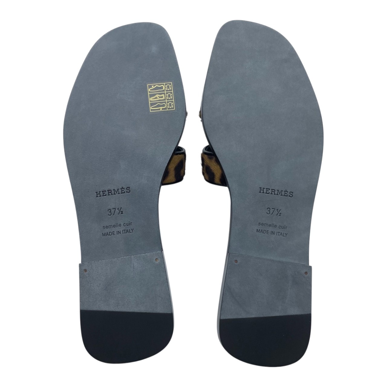 エルメス オラン サンダル 37.5 ゴールド/ノワール 24cm - ブランド品