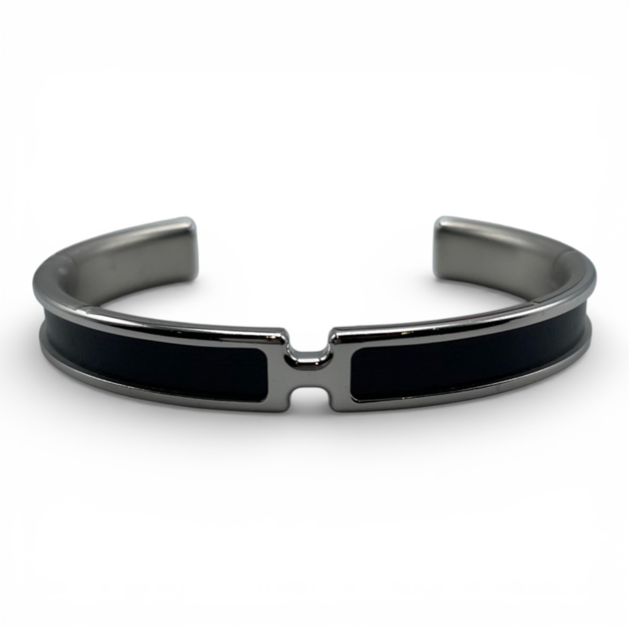 エルメス オランプ バングル T2 ノワール ボックスカーフ シルバー金具