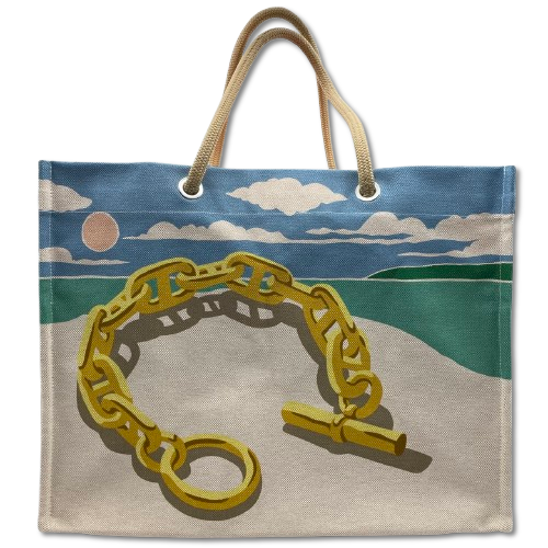 エルメス ESCALE A LA PLAGE ビーチバッグ 103617M 48 トワルアッシュ