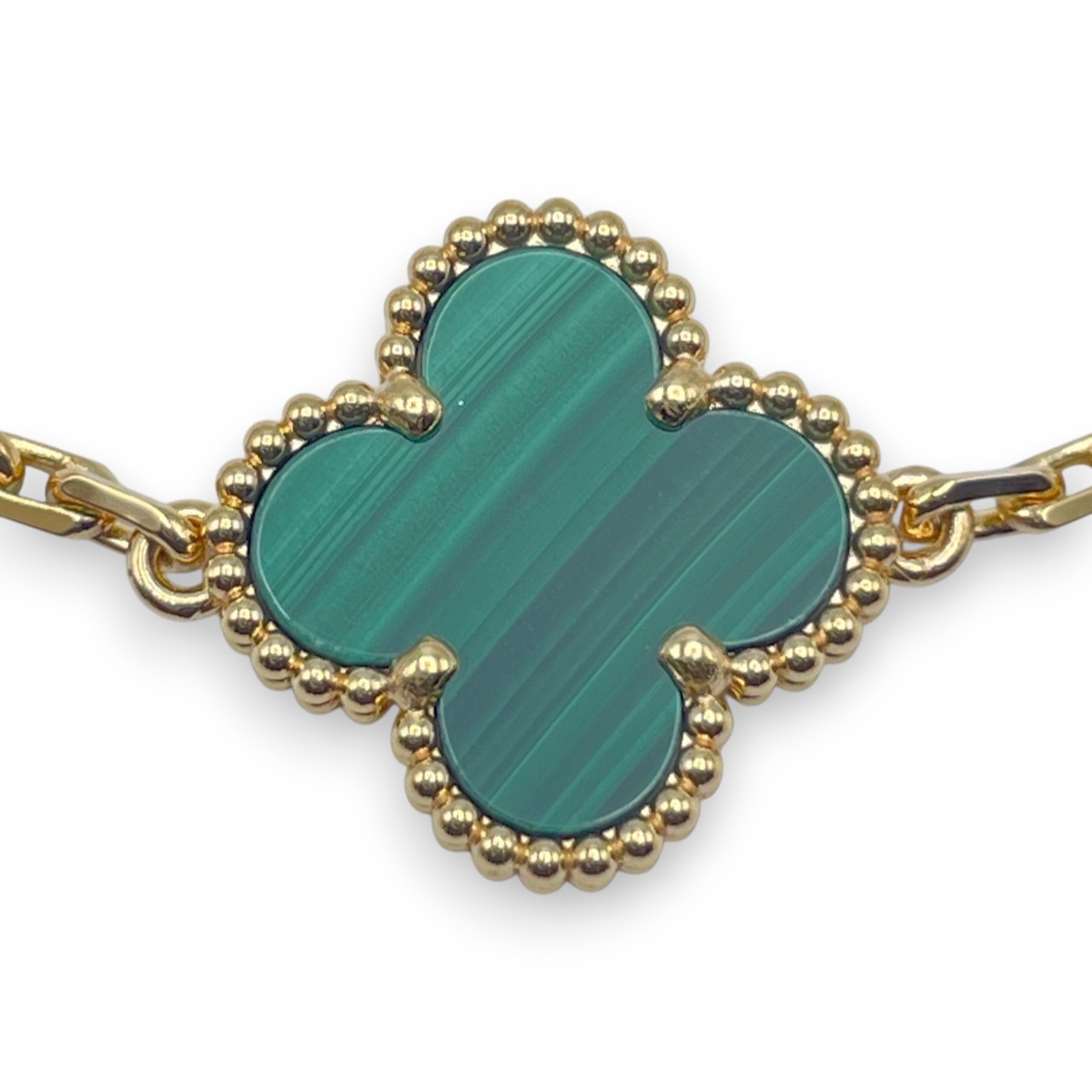 ヴァンクリーフ＆アーペル ヴィンテージアルハンブラ 5P ブレスレット VCARA80900 マラカイト イエローゴールド