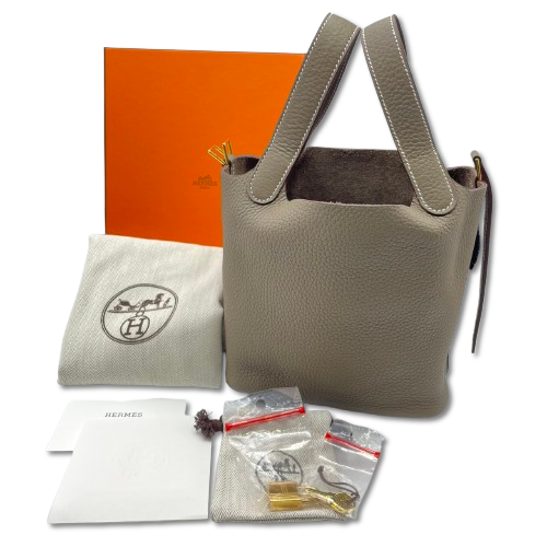 エルメス ピコタンロック PM エトゥープ トリヨンクレマンス ゴールド金具 W刻印