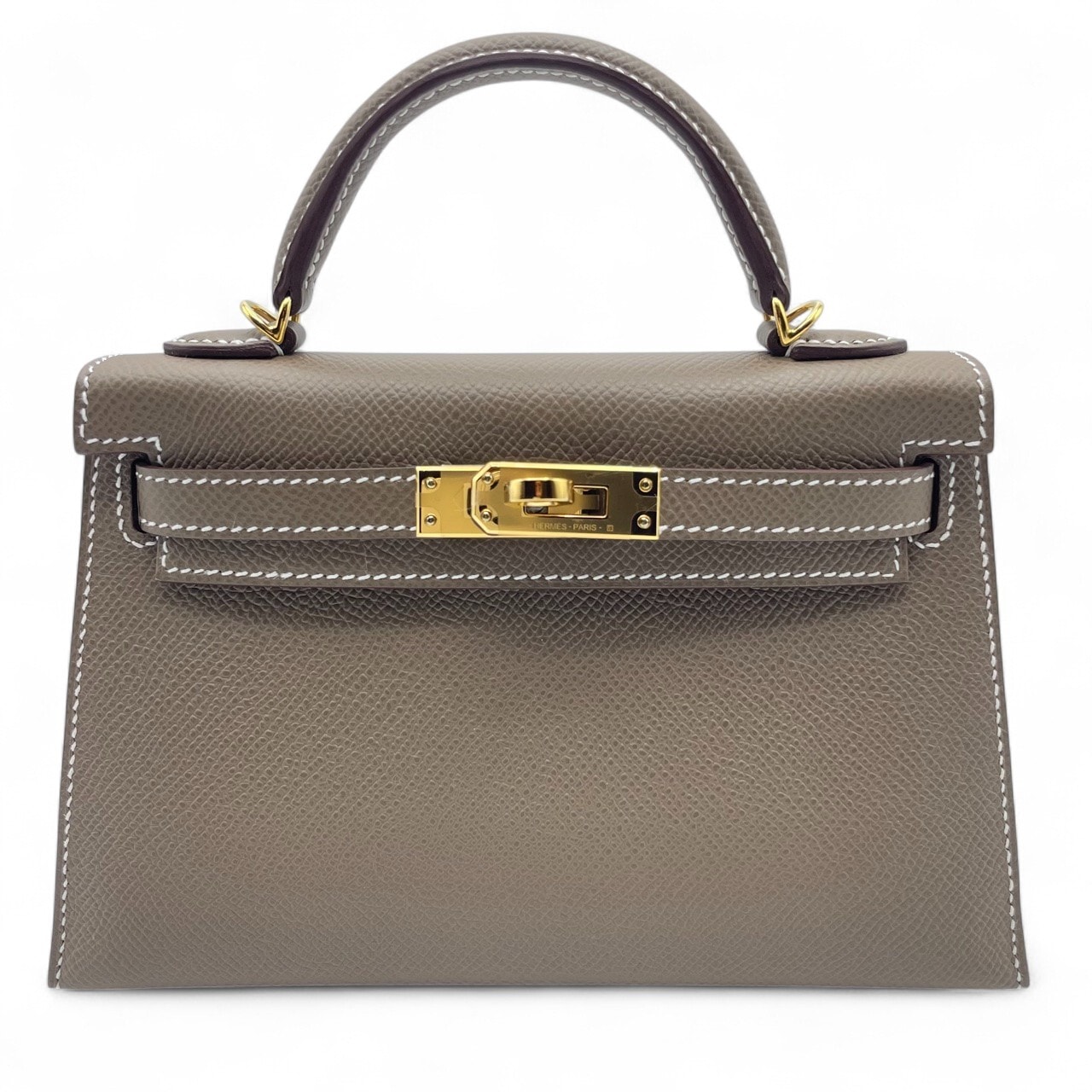 HERMES ケリーポケットコンパクト エトゥープ　ゴールド金具　エプソン エルメス ミニケリー エトゥープ エプソン ゴールド金具 W刻印