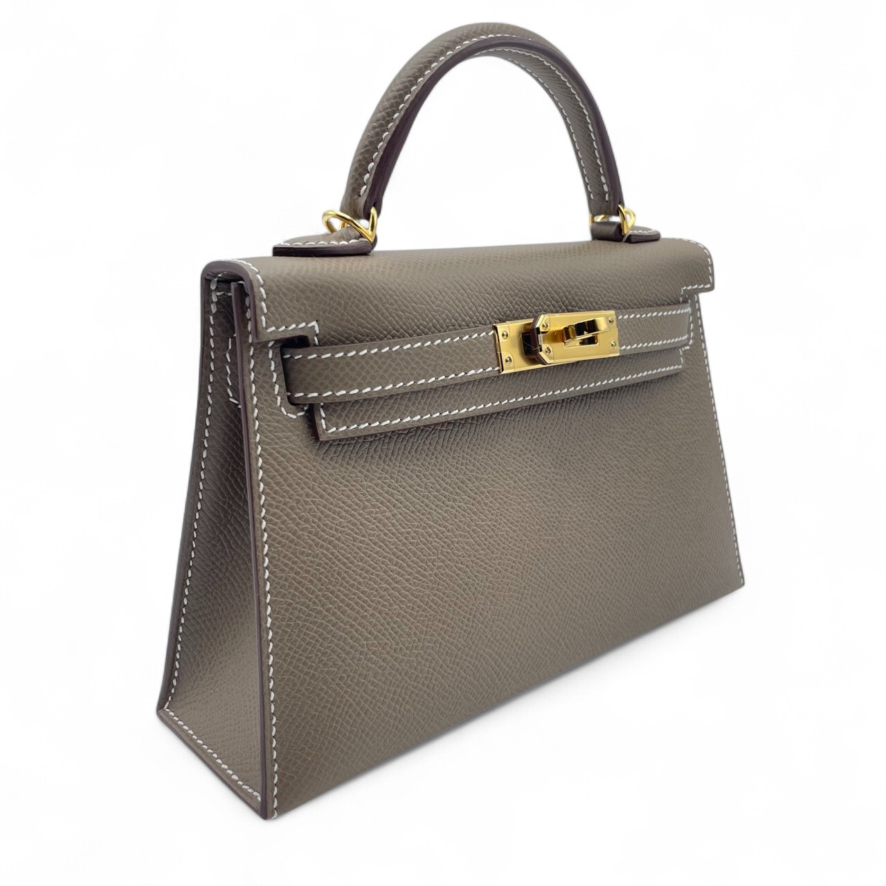 HERMES ケリーポケットコンパクト エトゥープ　ゴールド金具　エプソン エルメス ケリー25 外縫い エトゥープ エプソン ゴールド金具