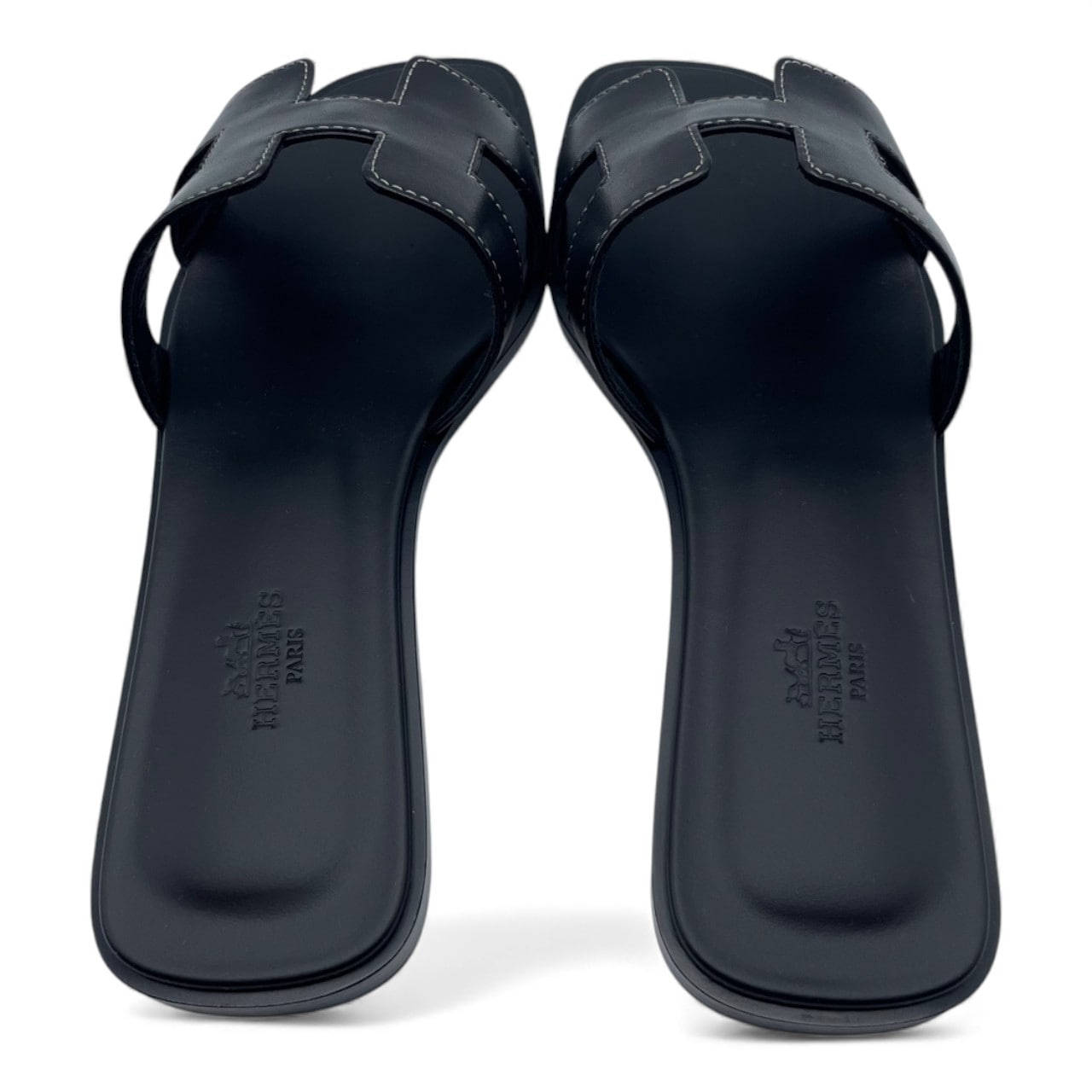 エルメス オラン サンダル 37.5 ノワール ボックスカーフ 24cm