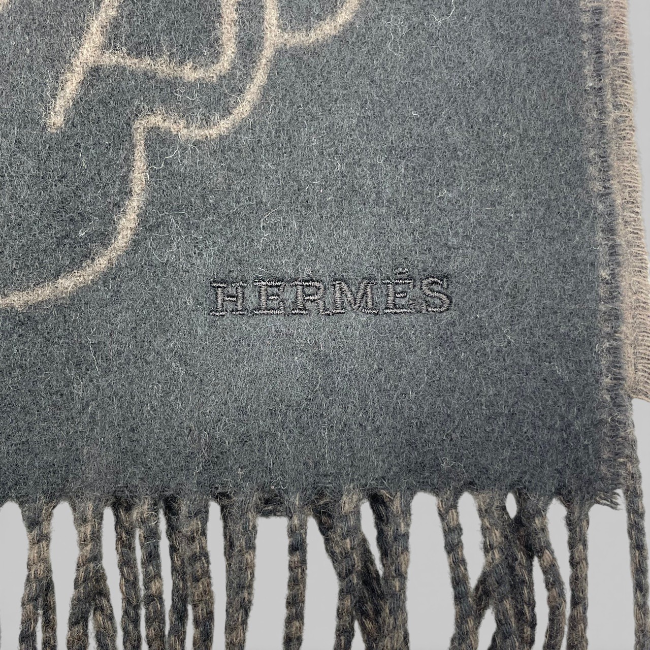 エルメス カシミヤマフラー テット・ア・テット・エケストル 25×170 黒