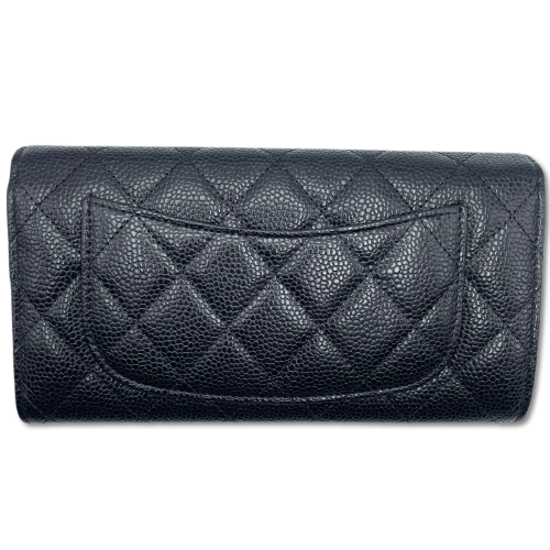シャネル クラッシック ロングフラップ ウォレット AP0241 ブラック キャビアスキン ゴールド金具