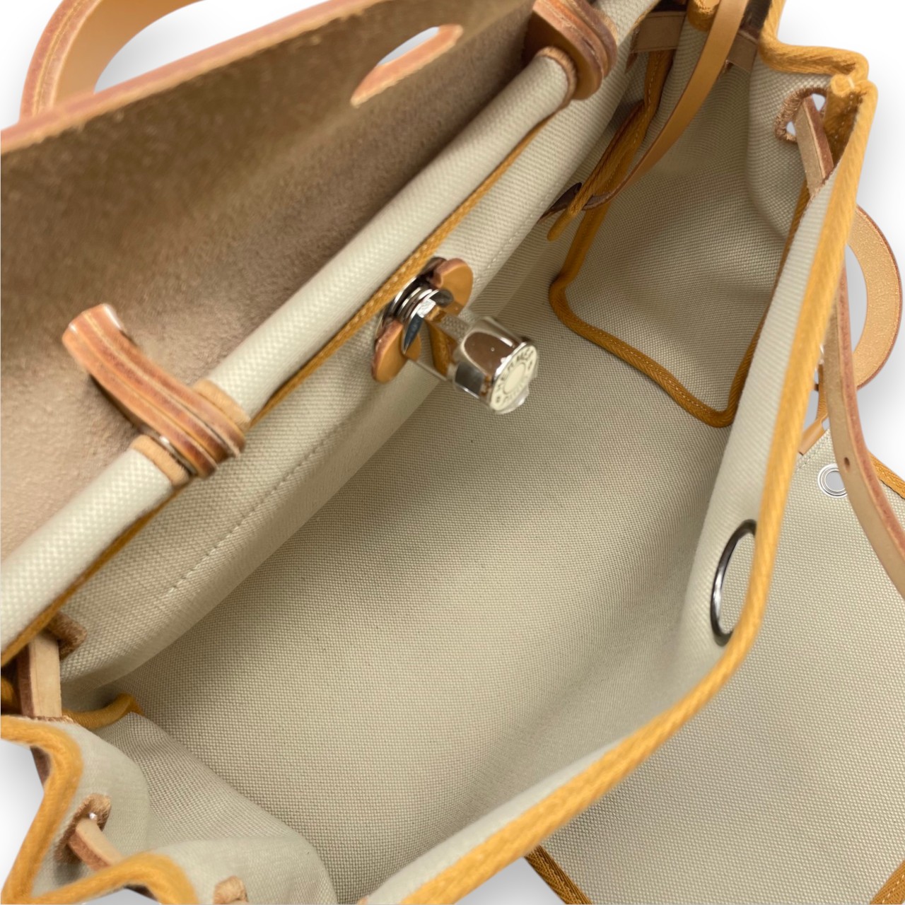 エルメス エールバッグ ジップ 31 ナチュラルサブレ ヴァッシュハンター/トワルアッシュ シルバー金具 U刻印