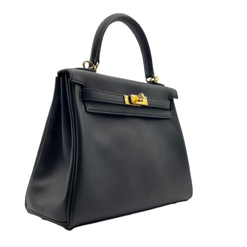 エルメス ケリー25 ノワール スイフト ゴールド金具 U刻印