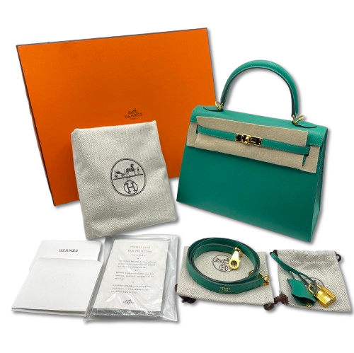 エルメス ケリー セリエ 25 ヴェールジェイド エプソン ゴールド金具 U刻印