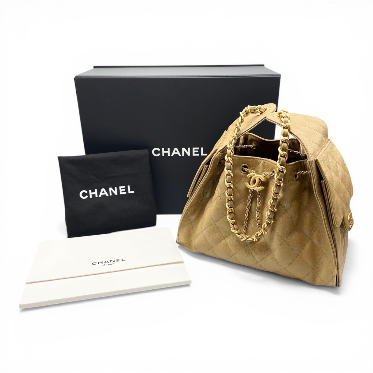 シャネル CHANEL 25 スモール ハンドバッグ ホーボーバッグ ベージュ