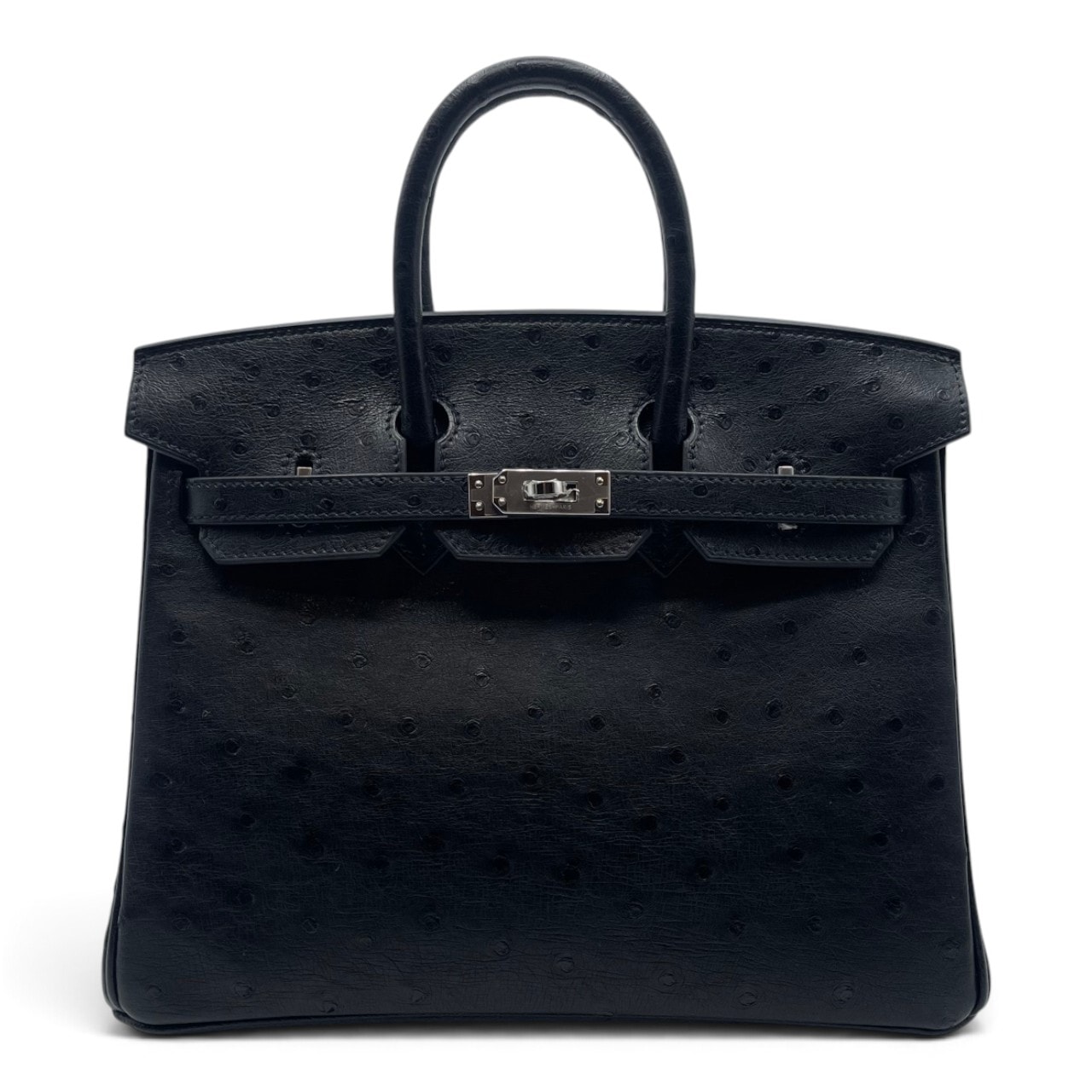 エルメス バーキン 25 ノワール オーストリッチ シルバー金具 G刻印