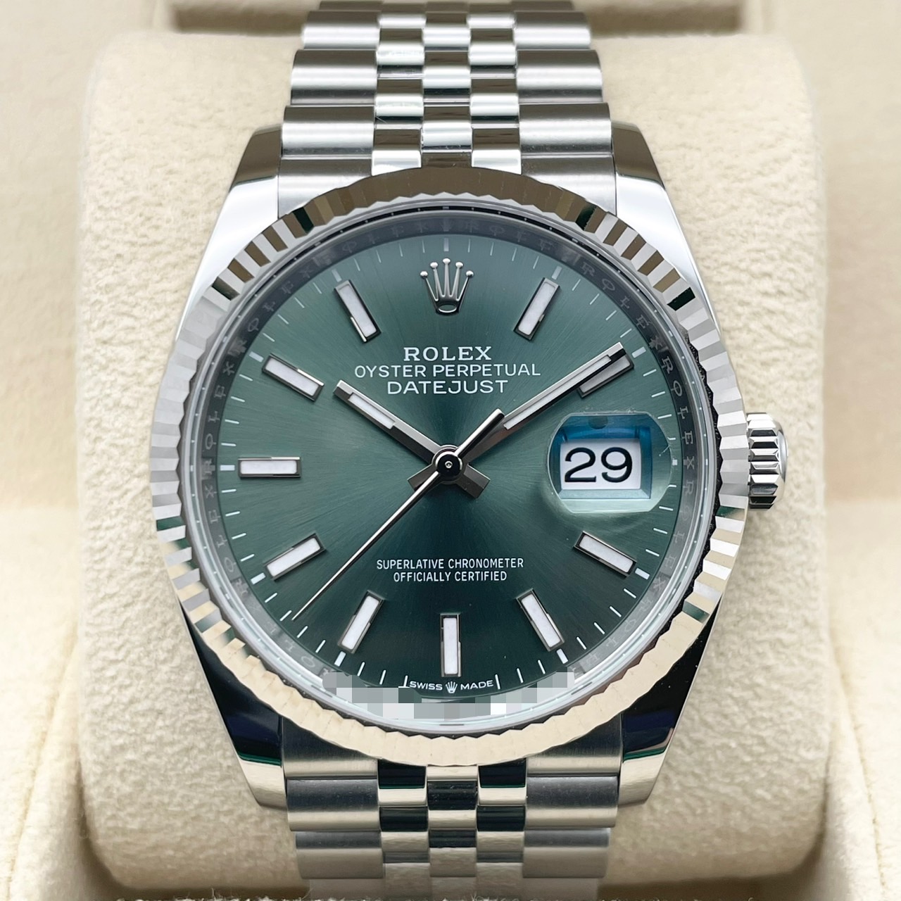 ロレックス デイトジャスト 126234 ミントグリーン ジュビリーブレス 36mm