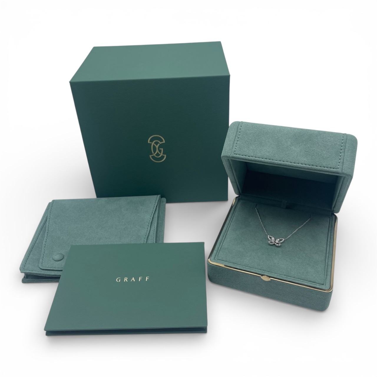 グラフ バタフライ シルエット ダイヤモンド ミニ ペンダント RGP695 ホワイトゴールド 46cm