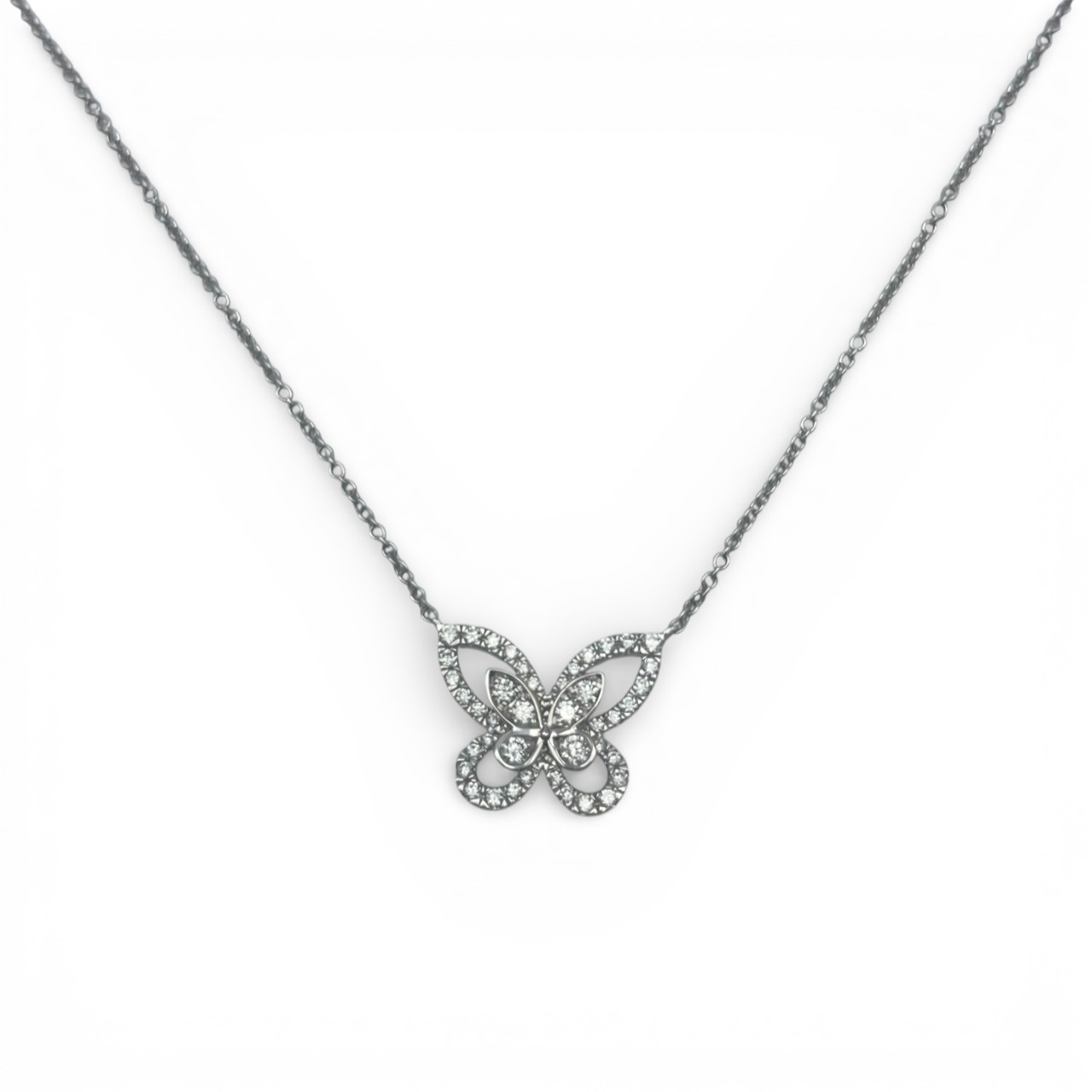 グラフ バタフライ シルエット ダイヤモンド ミニ ペンダント RGP695 ホワイトゴールド 46cm