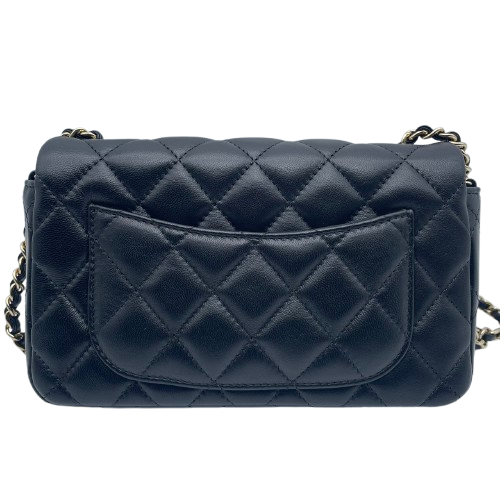 シャネル ミニフラップ W18 ブラック ラムスキン ゴールド金具