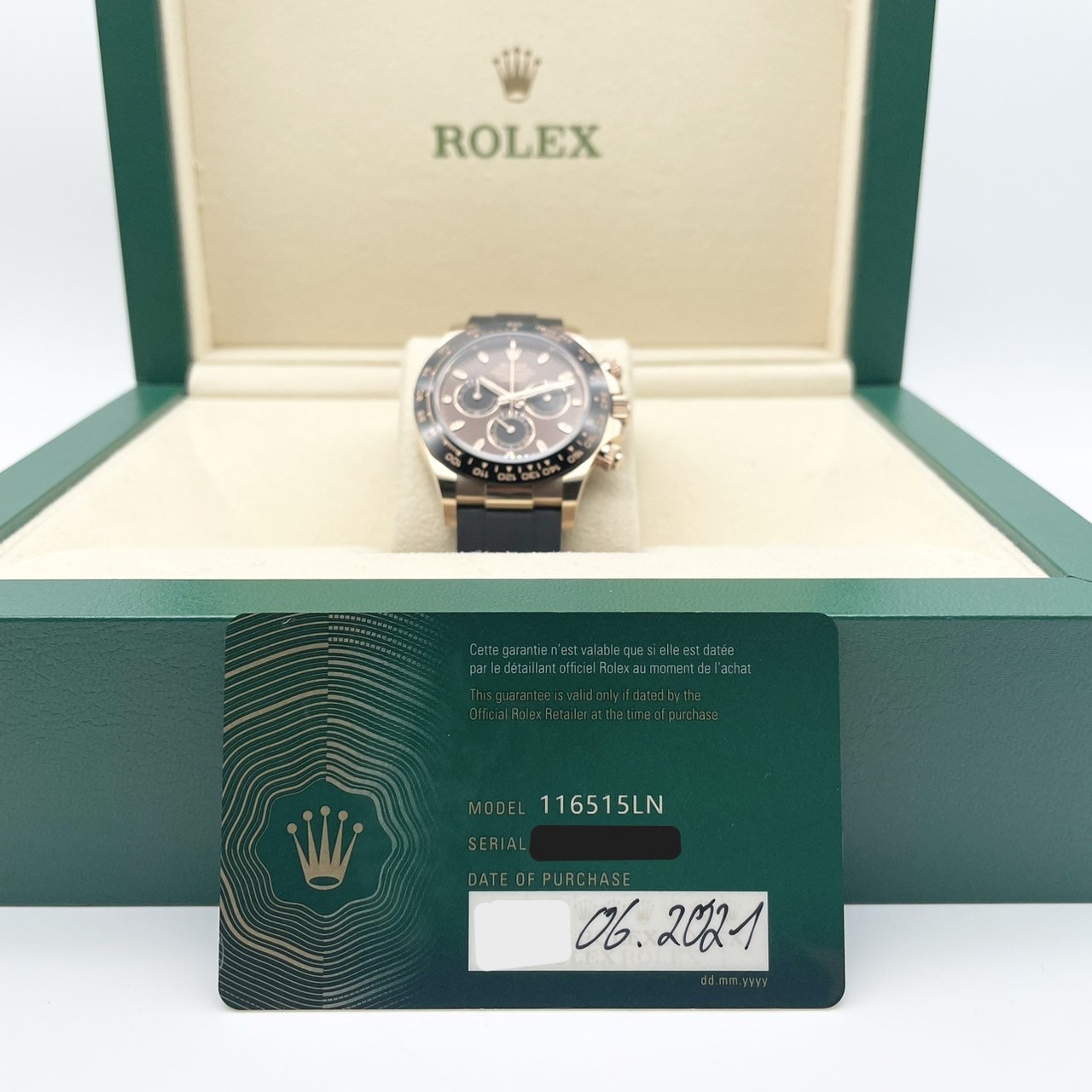 ロレックス デイトナ 116515LN ブラックラバーベルト チョコレート