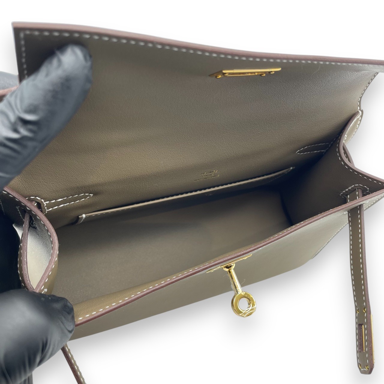 エルメス ポシェットケリー 22 エトゥープ スイフト ゴールド金具 K