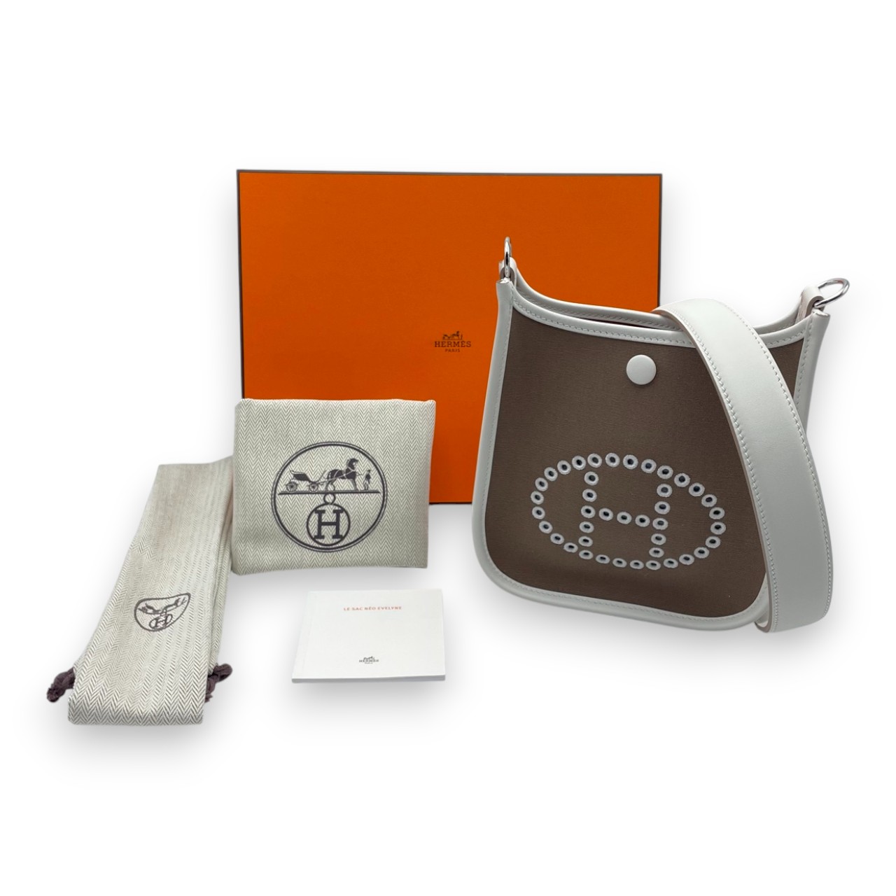 エルメス ネオエヴリン TPM エトゥープ/デューン/グリペール トワルオフィシエ/スイフト シルバー金具 K刻印