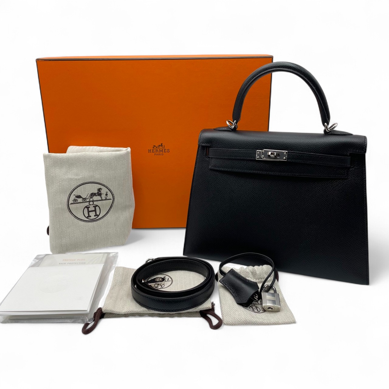 エルメス ケリー 25 ノワール エプソン シルバー金具 Y刻印