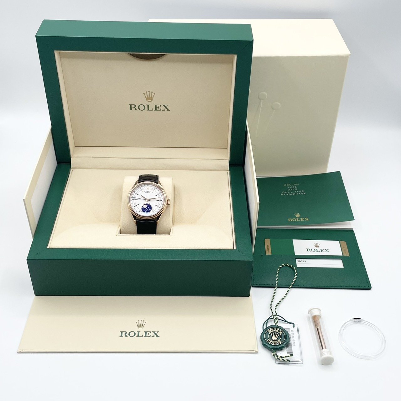 ロレックス チェリーニムーンフェイズ 50535 ホワイト エバーローズゴールド 39mm
