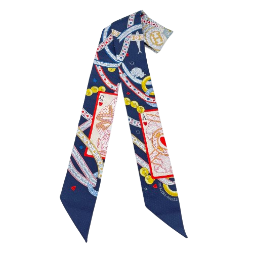 エルメス ツイリー ビジューピケ ハートのクイーン ノワール/ルージュ シルク100％