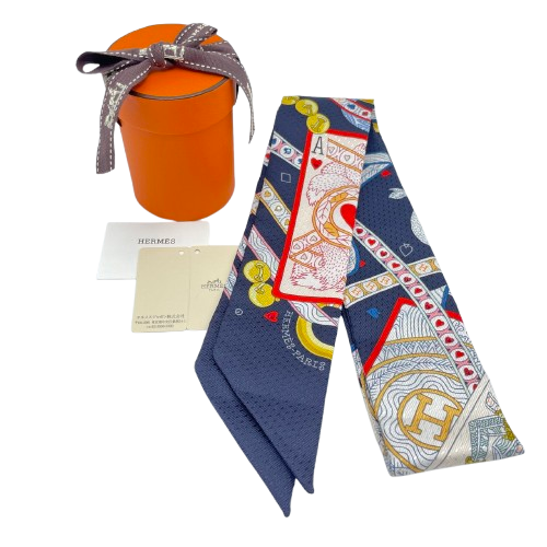 エルメス ツイリー ビジューピケ ハートのクイーン ノワール/ルージュ シルク100％